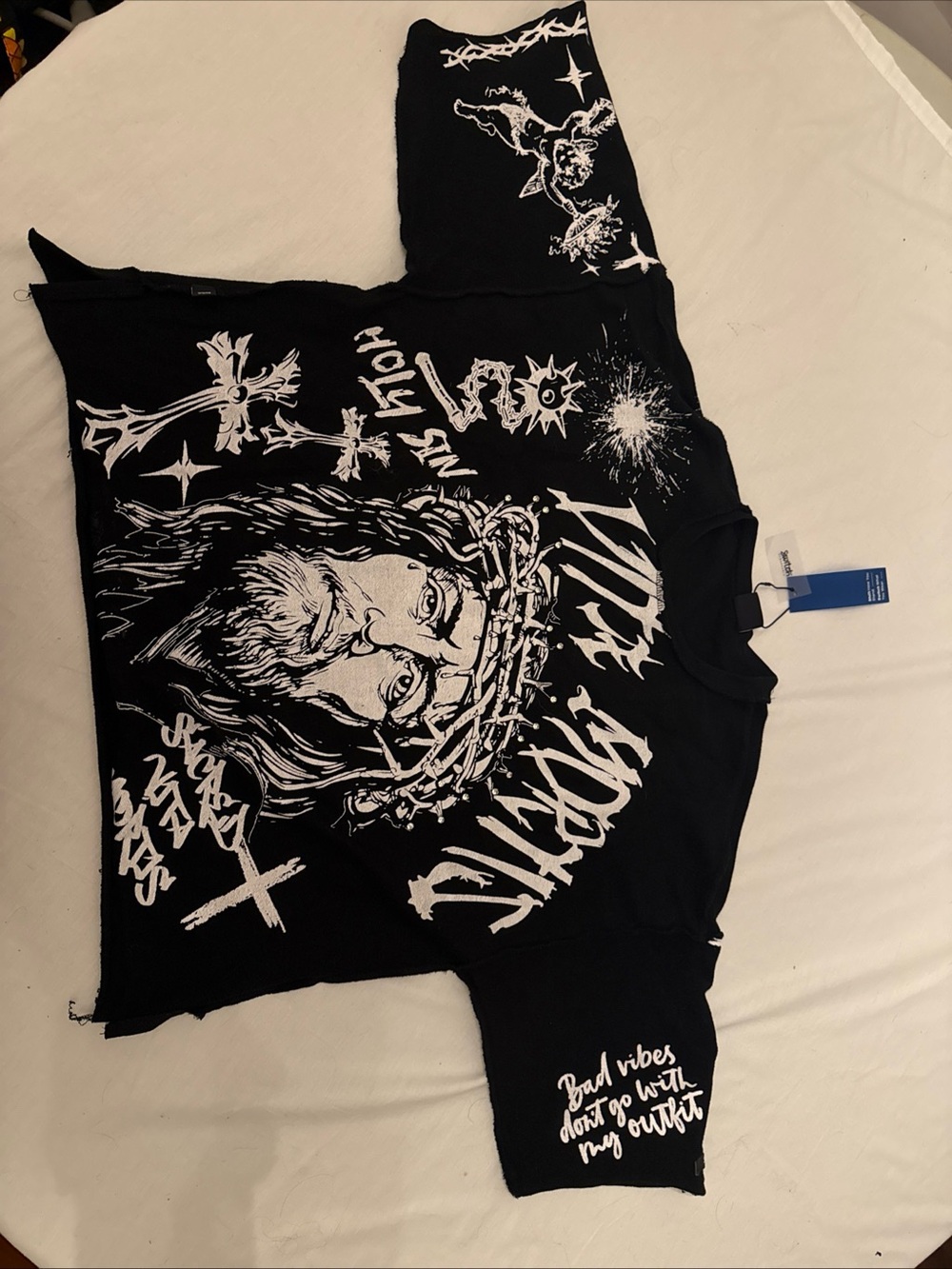 Switch Hellstar Via Mortis Jesus Rhinestone Graphic Tee XLarge Rare